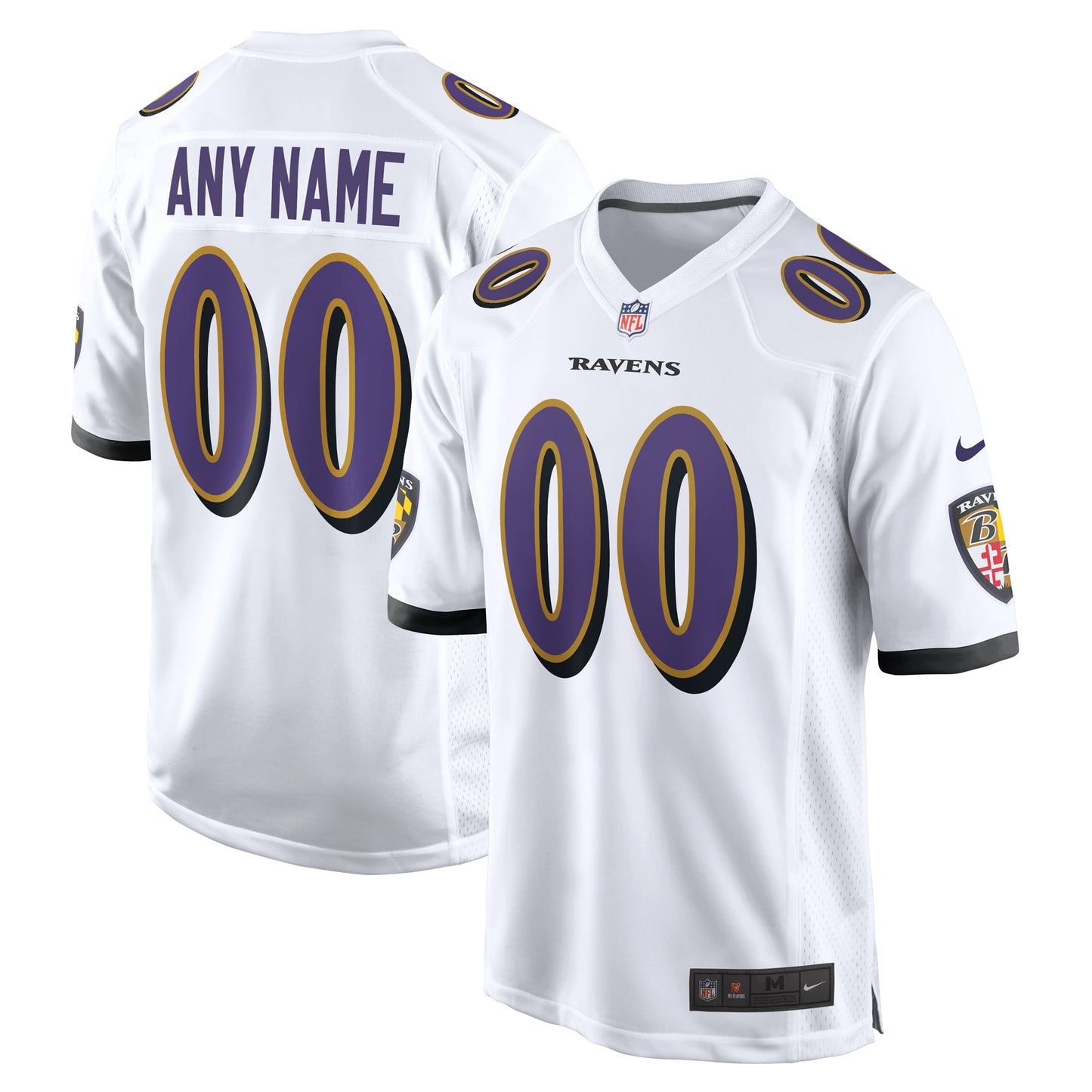 Baltimore Ravens Nike Custom Game Jersey - White